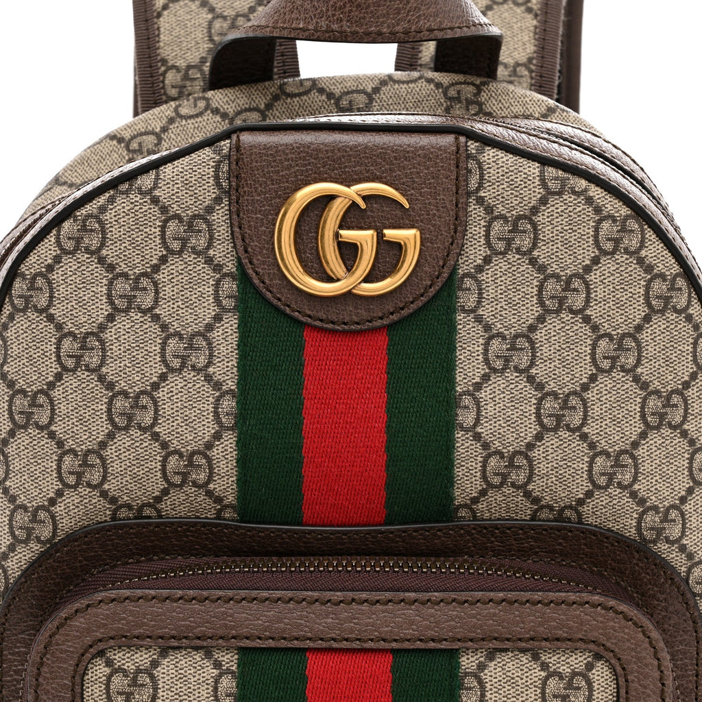 GG Supreme Monogram Calfskin Web Small Ophidia Day Backpack Beige Ebony New Acero