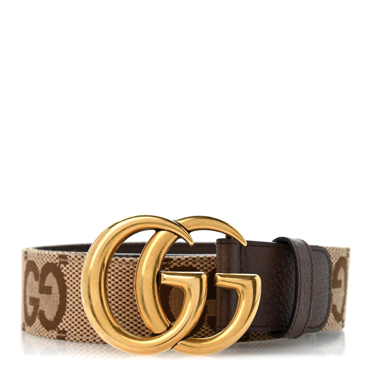 Monogram Jumbo GG Textured Dollar Calfskin Double G 40mm Belt 100 40 Camel Ebony