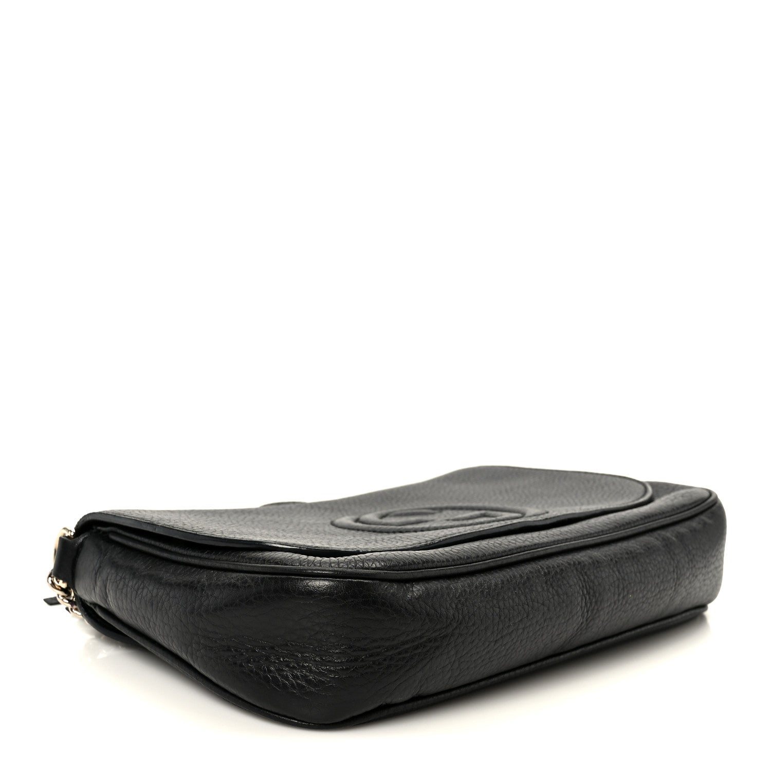 Pebbled Calfskin Medium Soho Flap Crossbody Black