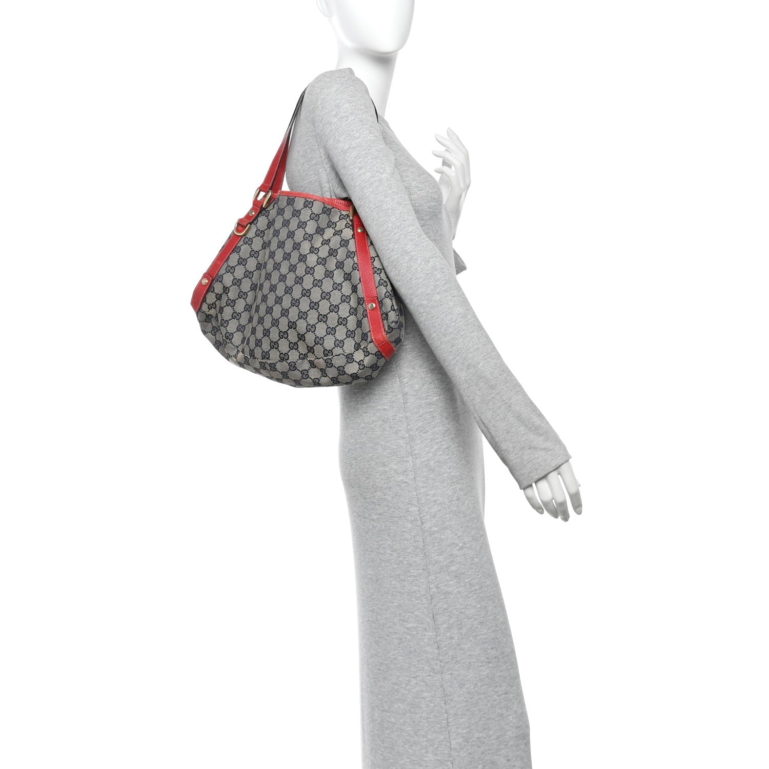 Monogram Medium Abbey Shoulder Bag Navy Red