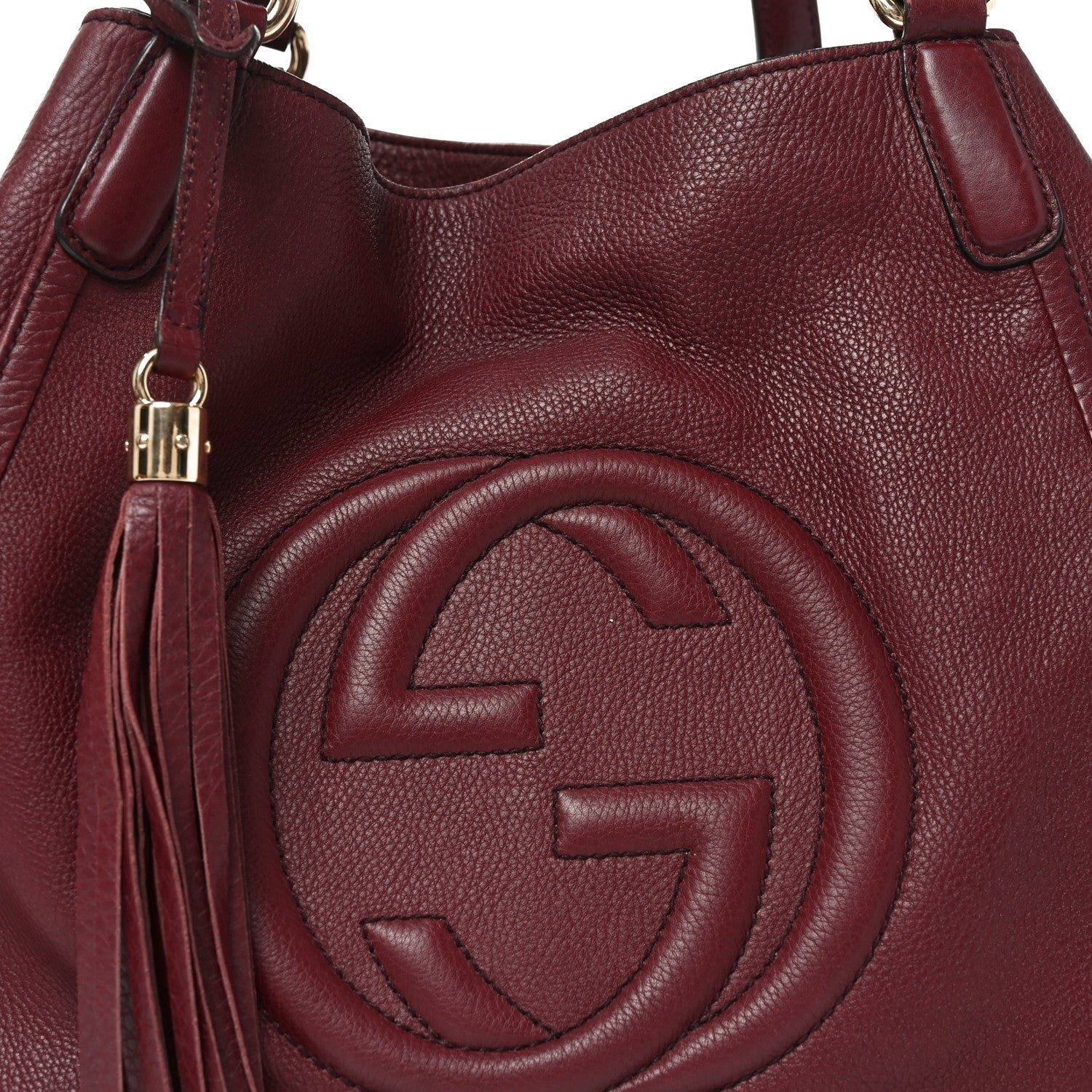 Pebbled Calfskin Medium Soho Shoulder Bag Bordeaux