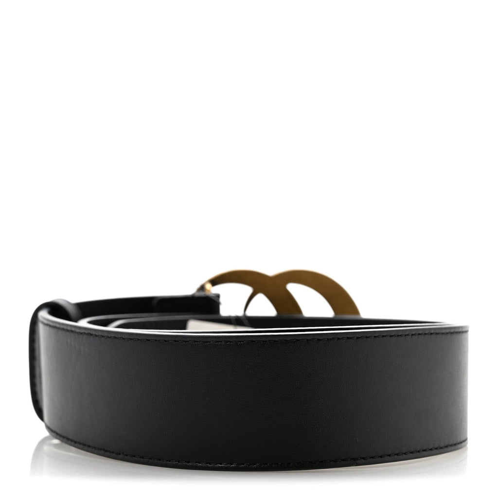 Moon Calfskin Pearl Double G 40mm Belt 75 30 Black Cream