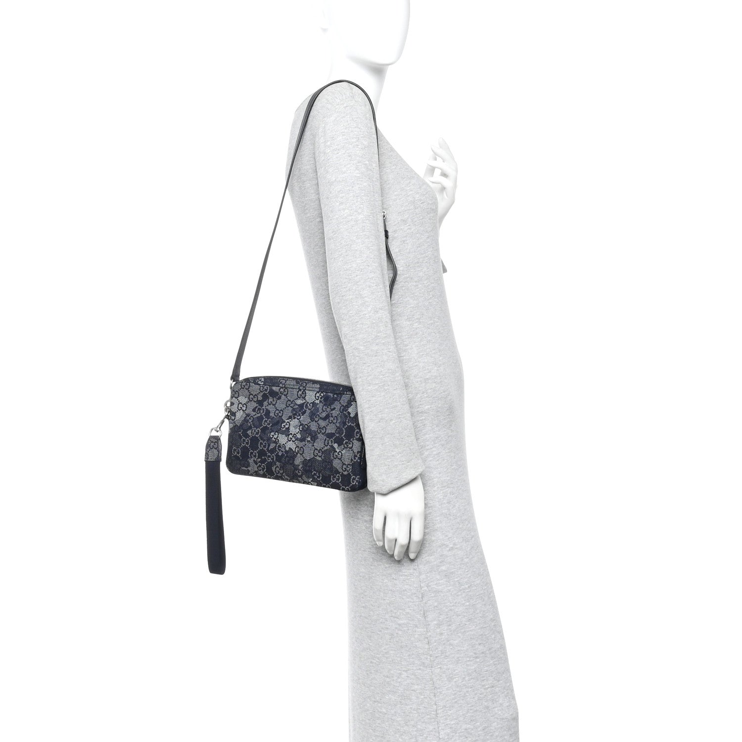 Denim GG Monogram Camouflage Small Crossbody Bag Blue