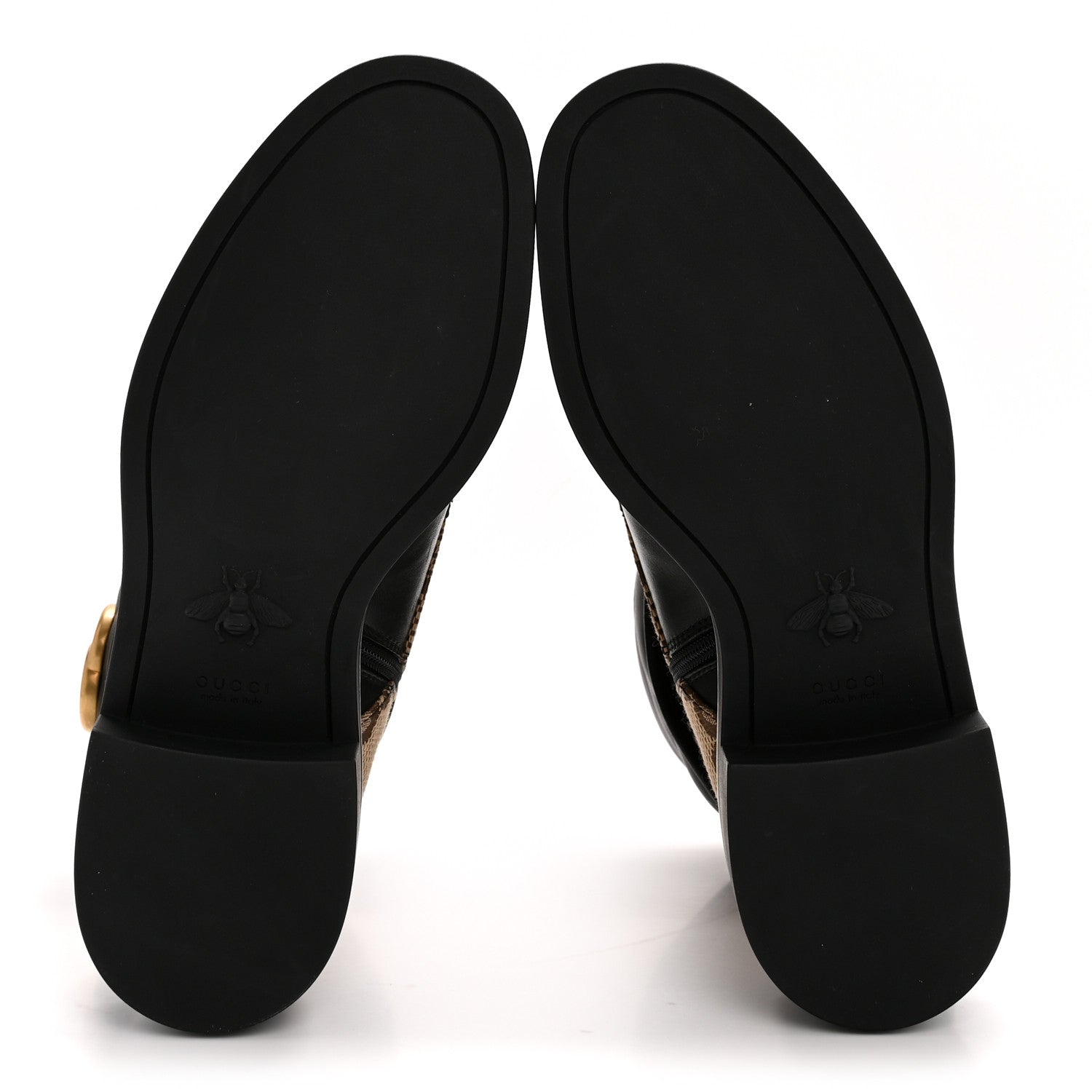 Flores Calfskin Monogram Maxi GG Nappa Matelasse Double G 40mm Ankle Boots 36.5 Black Camel Ebony