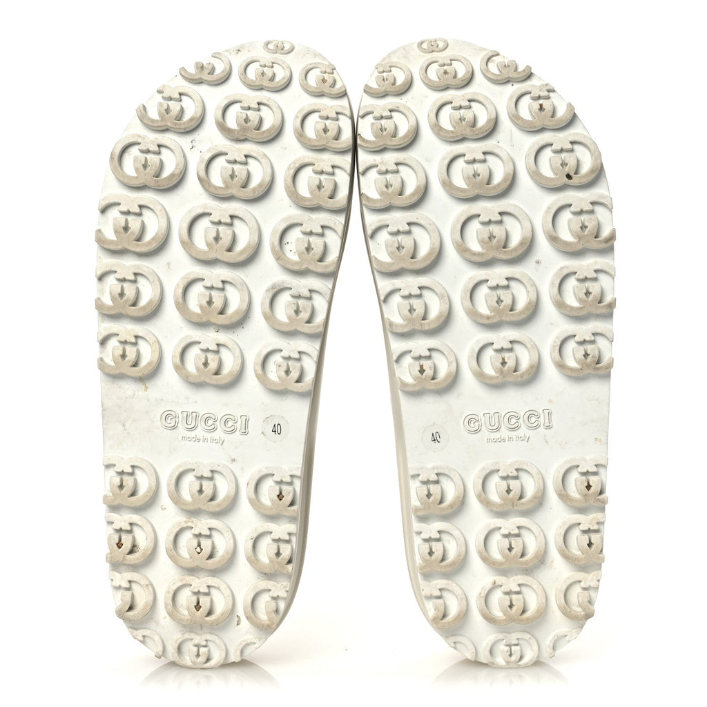 Soft Rubber Womens Interlocking G Platform 42mm Slide Sandals 40 Off White