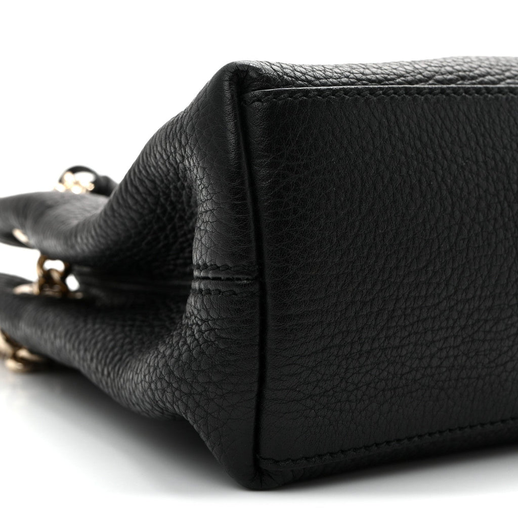Pebbled Calfskin Small Soho Chain Shoulder Bag Black