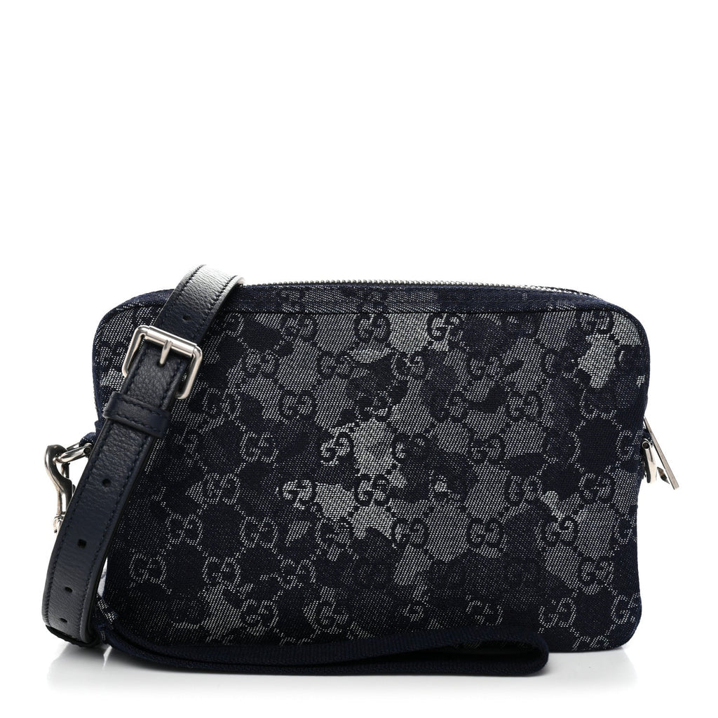 Denim GG Monogram Camouflage Small Crossbody Bag Blue