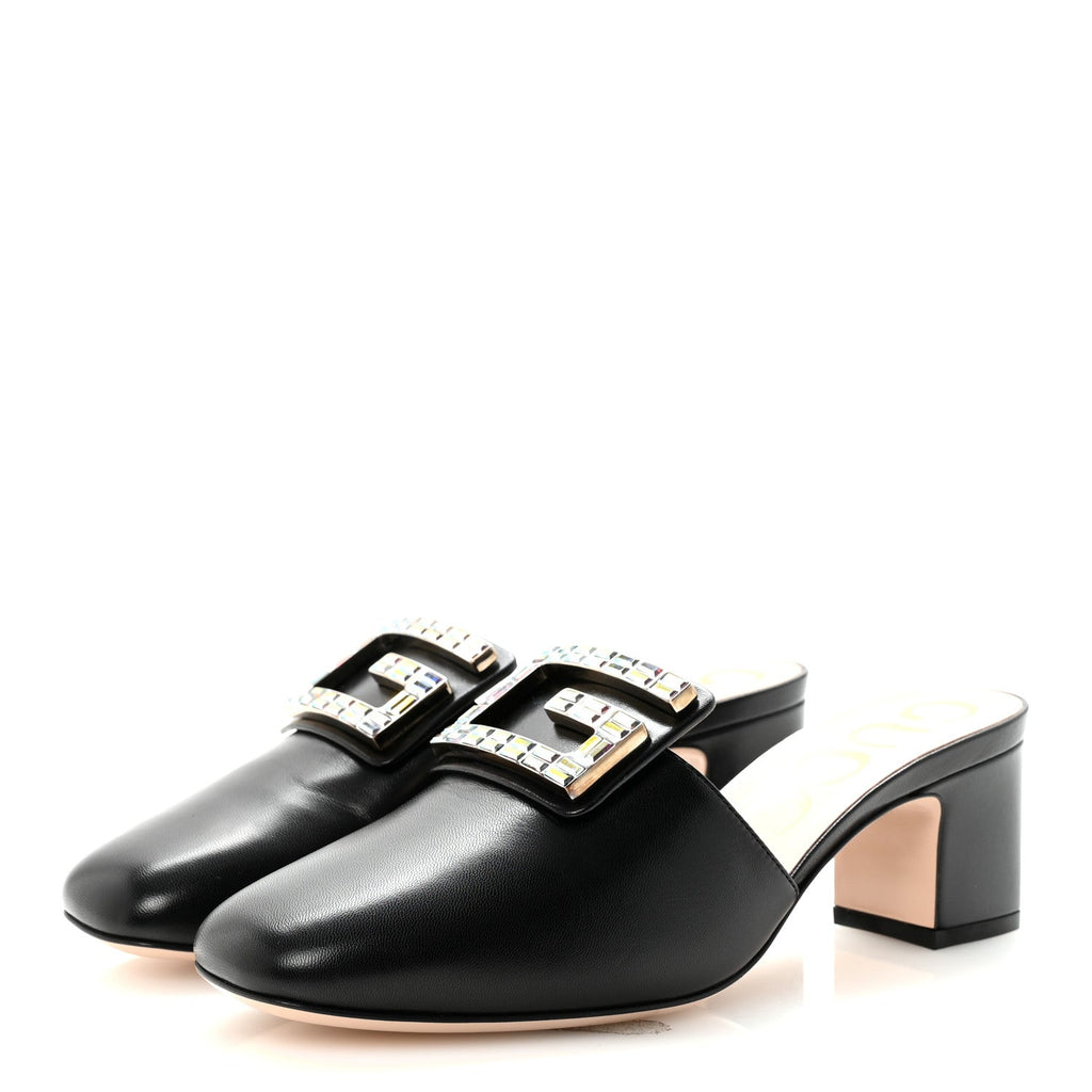 Malaga Kid Crystal Square G Madelyn 60mm Mules 37.5 Black