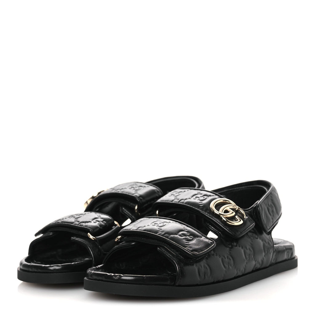 Guccissima GG Embossed Womens Sandals 37 Black