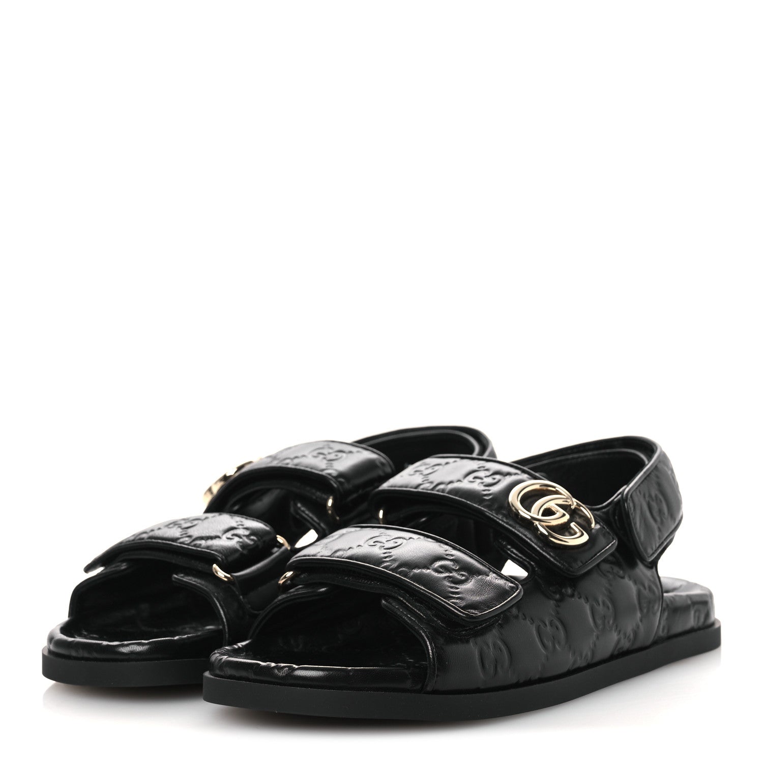 Guccissima GG Embossed Womens Sandals 37 Black