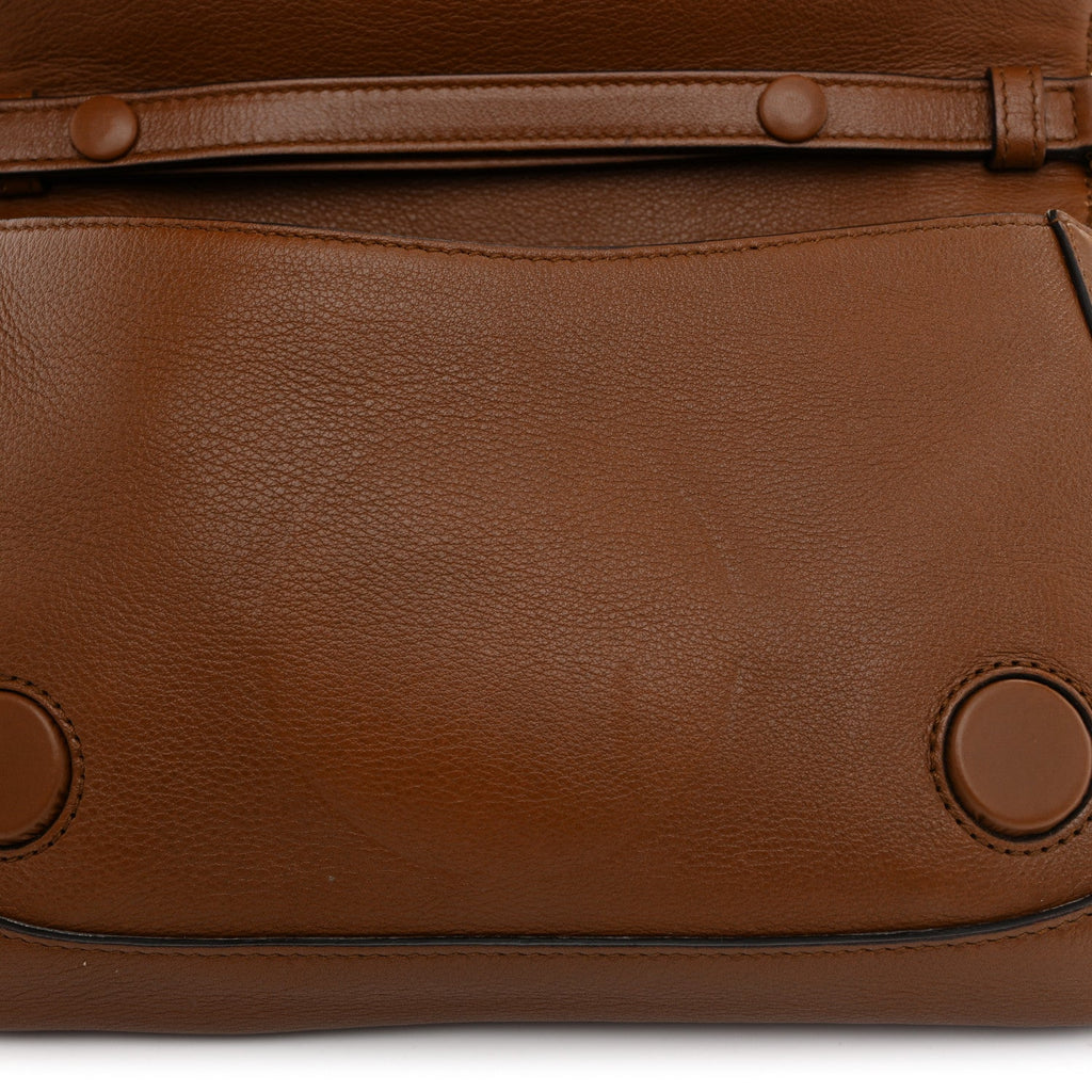 Roxy Calfskin Blondie Chain Shoulder Flap Bag Blondie Cognac