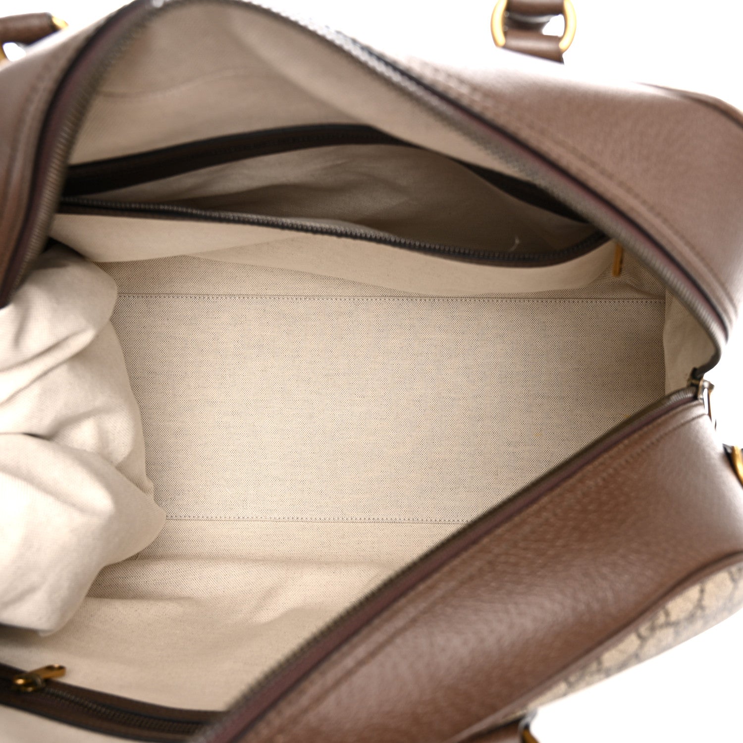 GG Supreme Monogram Textured Dollar Calfskin Web Large Savoy Bowling Bag Beige Ebony New Acero