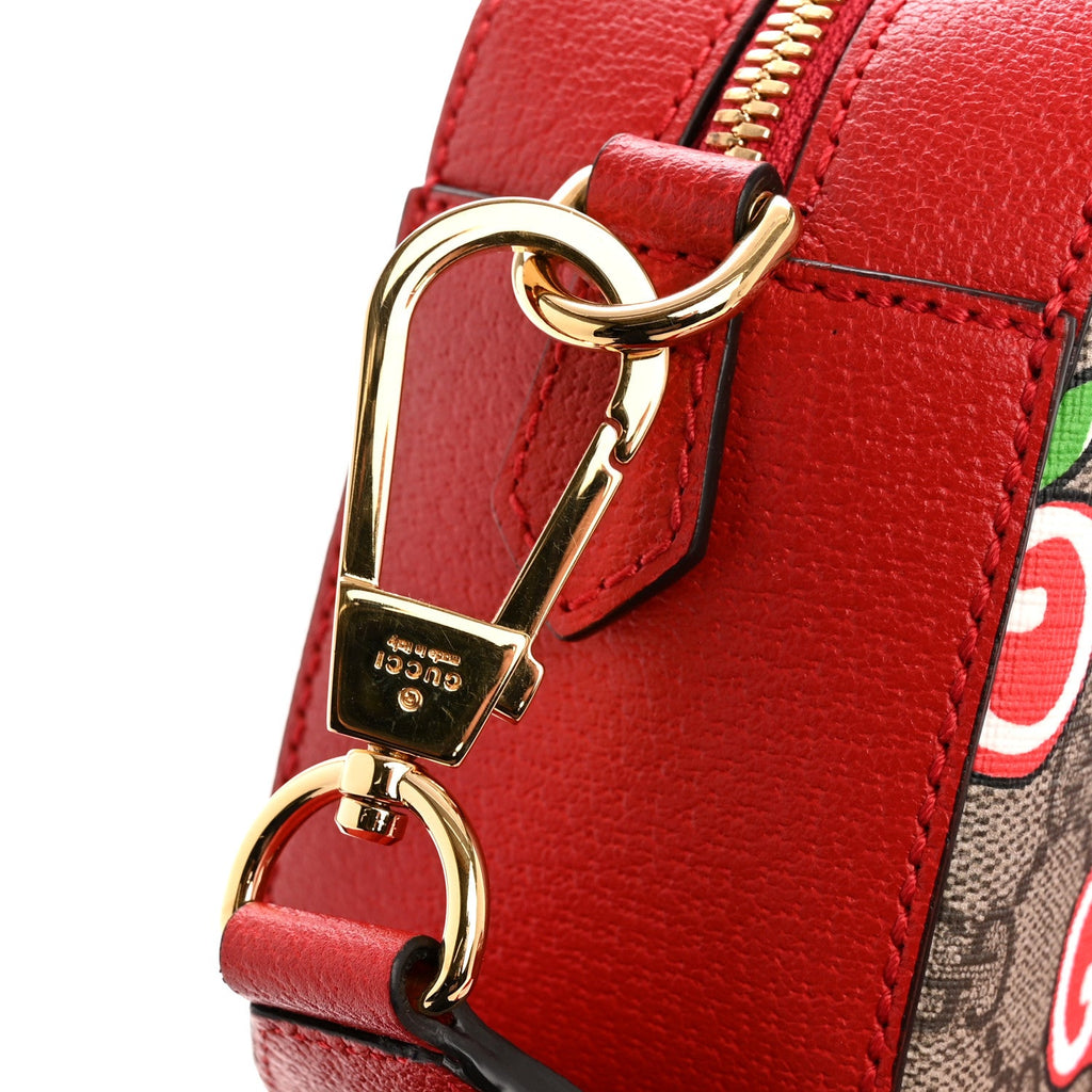 GG Supreme Monogram Apple Small Retro Interlocking G Shoulder Bag Beige Multicolor Lobster Red