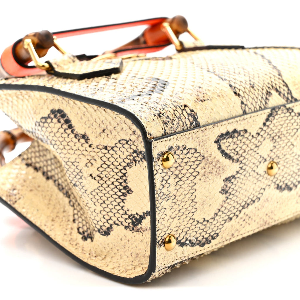 Snakeskin Mini Diana Tote Bag Beige