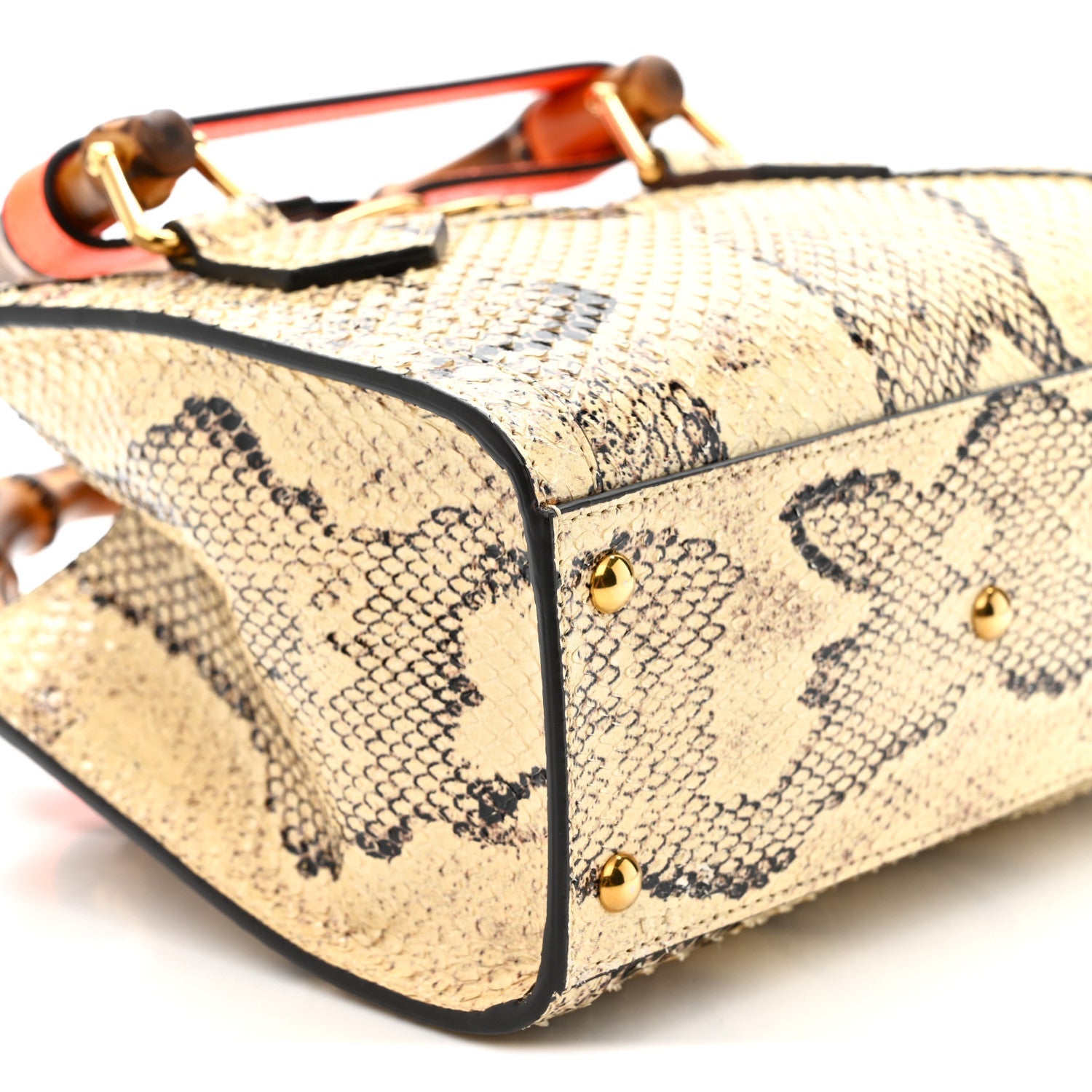 Snakeskin Mini Diana Tote Bag Beige
