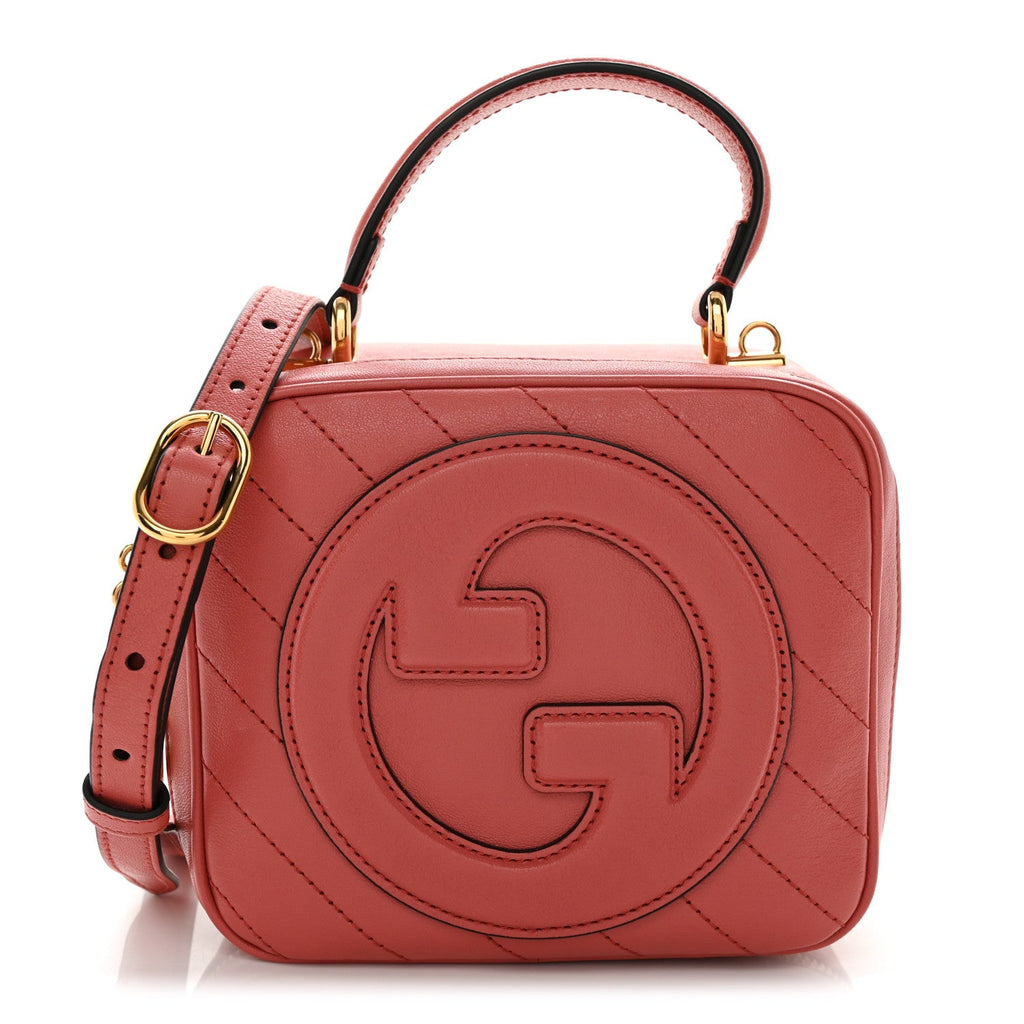 Sakai Be Green Calfskin Diagonal Stitched Blondie Top Handle Bag Pink