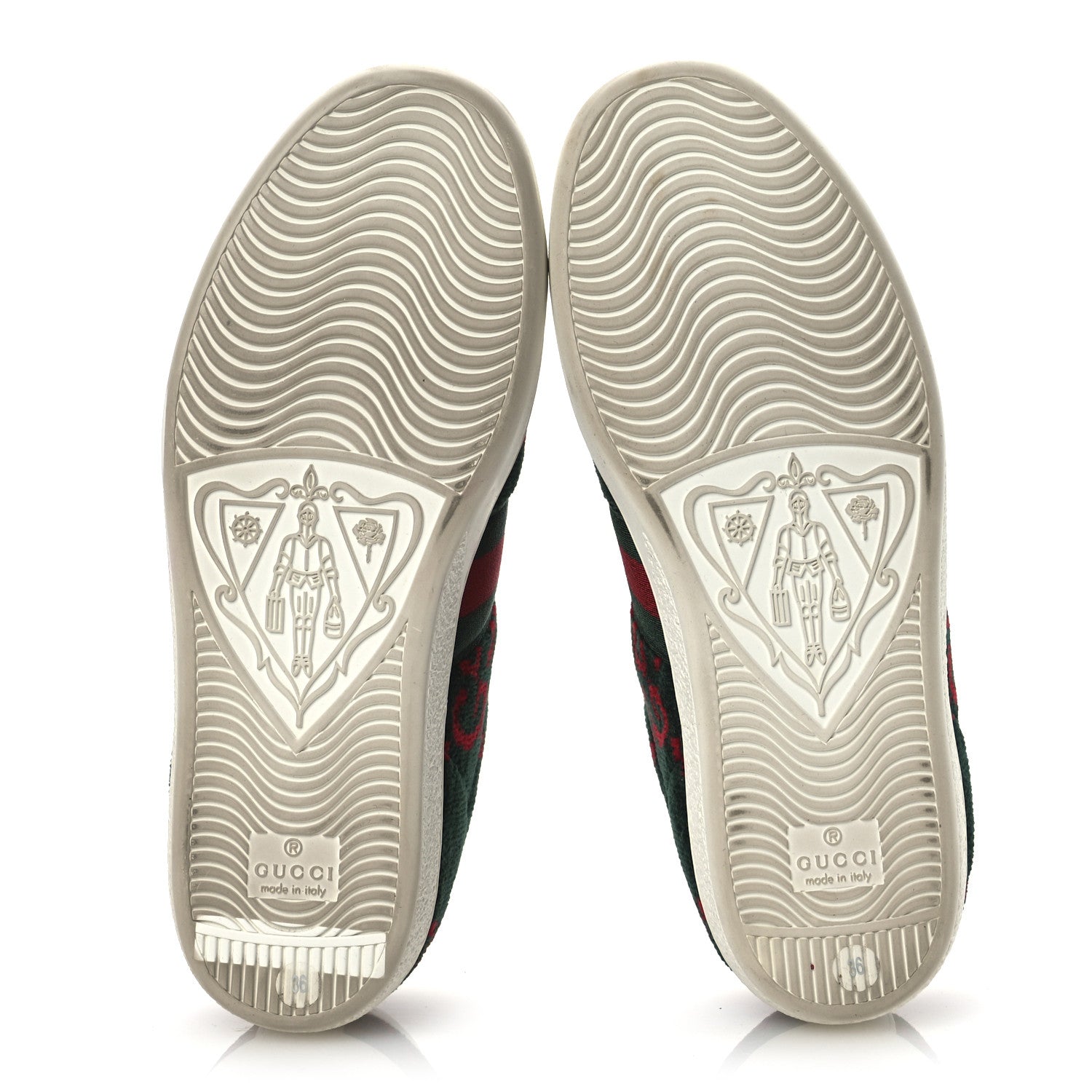 Terry Cloth GG Monogram Web Womens Ace Sneakers 36 Green Red