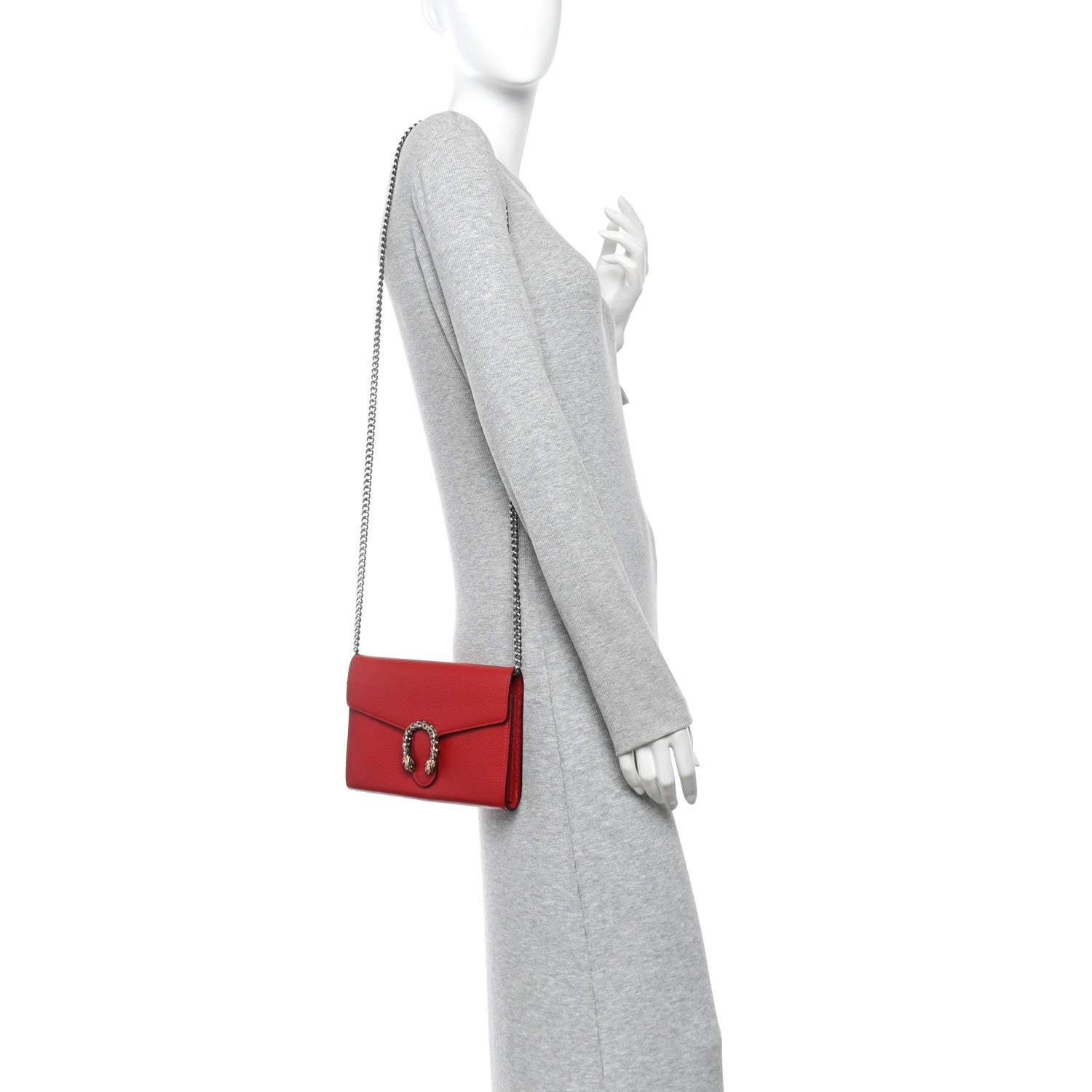 Calfskin Mini Dionysus Chain Wallet Hibiscus Red