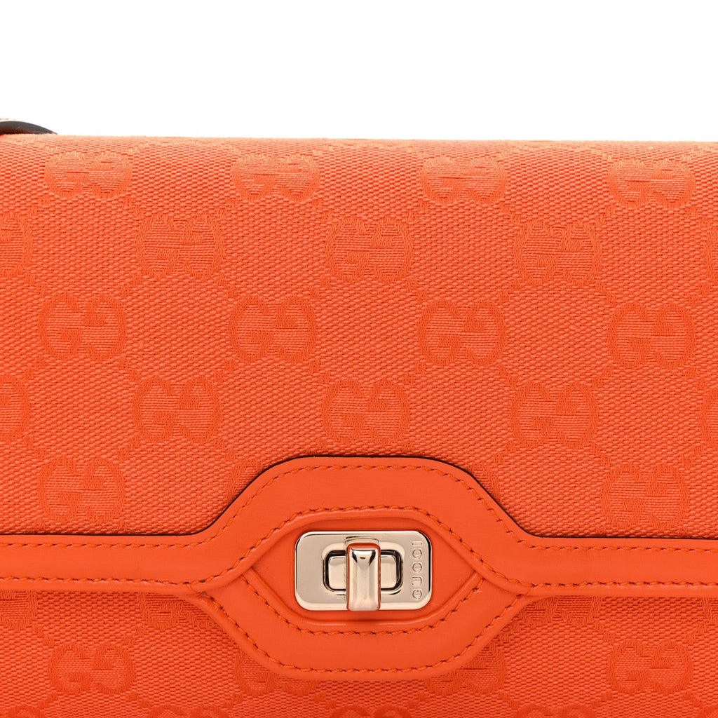GG Monogram Textured Dollar Calfskin Small Luce Shoulder Bag Orange