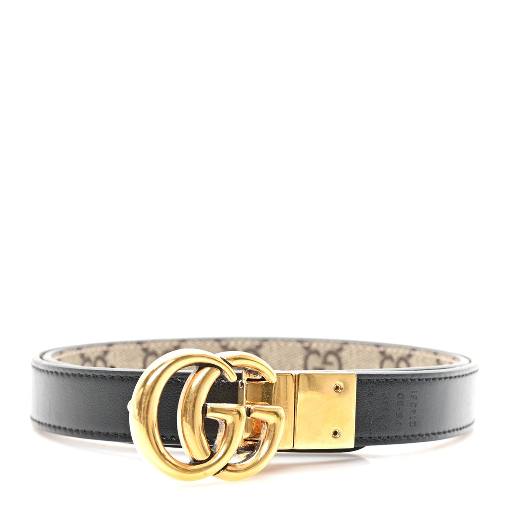Calfskin GG Supreme Monogram Double G Reversible 20mm Belt 75 30 Beige Ebony Black