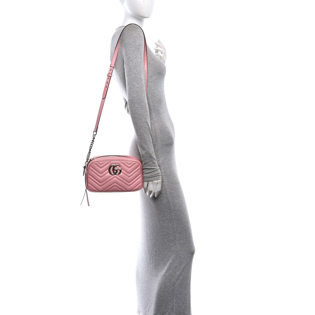 Calfskin Matelasse Small GG Marmont Camera Bag  Wild Rose