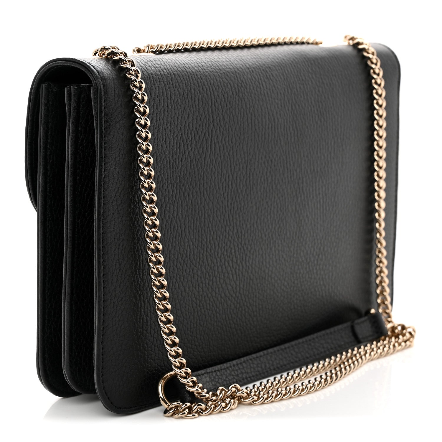 Dollar Calfskin Interlocking G Shoulder Bag Black
