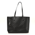 GG Calfskin Embossed Emblem Large Tote Bag Black