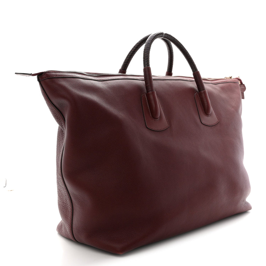 Grained Calfskin Duffle Bag Burgundy