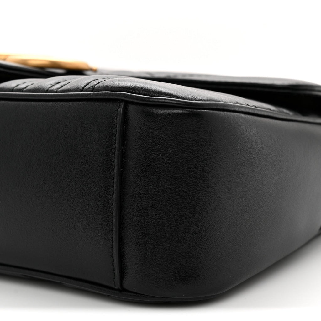 Calfskin Matelasse Small GG Marmont Shoulder Bag Black