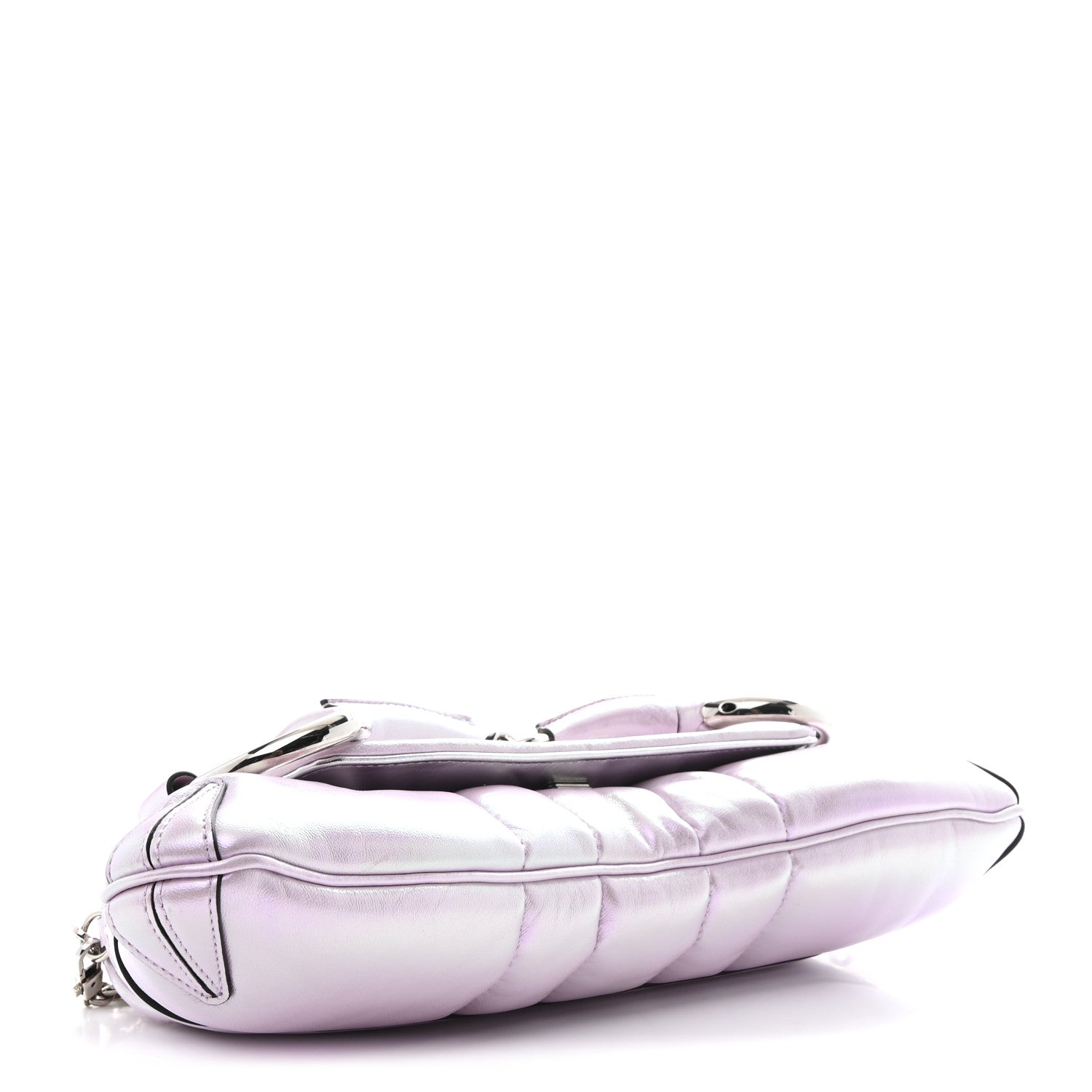 Iridescent Nappa Vertical Matelasse Medium Maxi Horsebit Chain Shoulder Bag Escape Pink