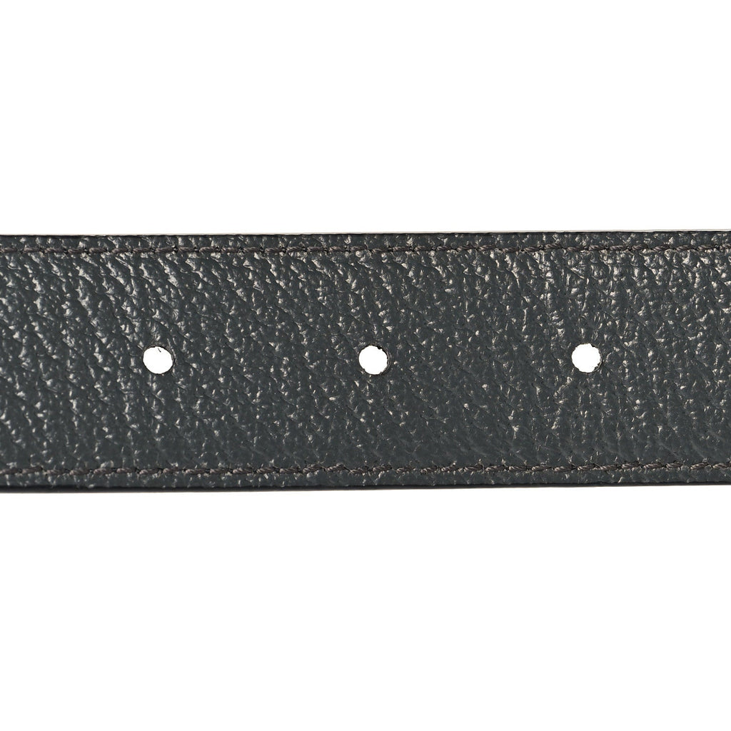 Textured Dollar Calfskin Squared Interlocking G 30mm Reversible Belt 85 34 Black