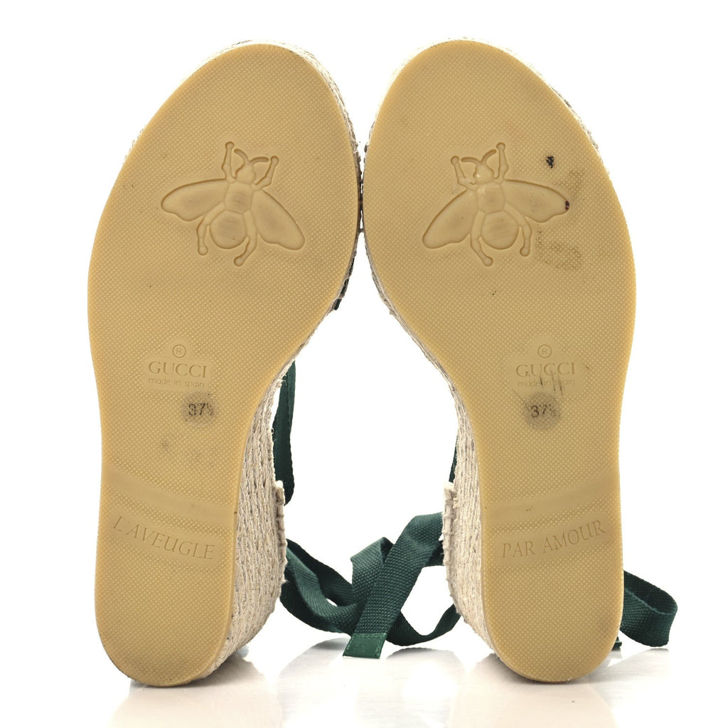 Canvas Malaga Kid Web Ankle Wrap Espadrille Wedge Sandals 37.5 Green Red Mystic White Emerald
