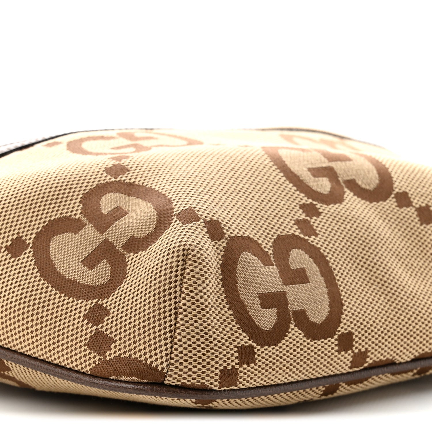 Monogram Jumbo GG Textured Dollar Calfskin Web Belt Bag Camel Ebony New Acero