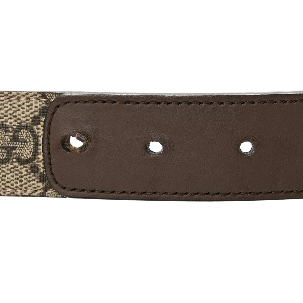 GG Supreme Monogram Matte Plutone Calfskin Double G 30mm Belt 80 32 Beige Ebony New Acero