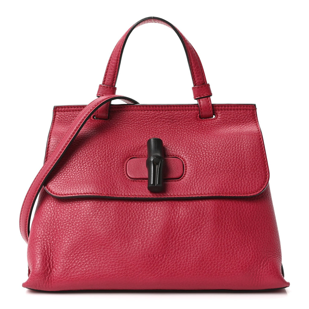 Cellarius Calfskin Small Bamboo Daily Top Handle Bag  Dark Pink
