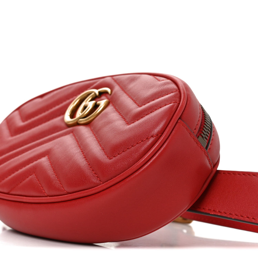 Calfskin Matelasse GG Marmont Belt Bag 75 30 Hibiscus Red