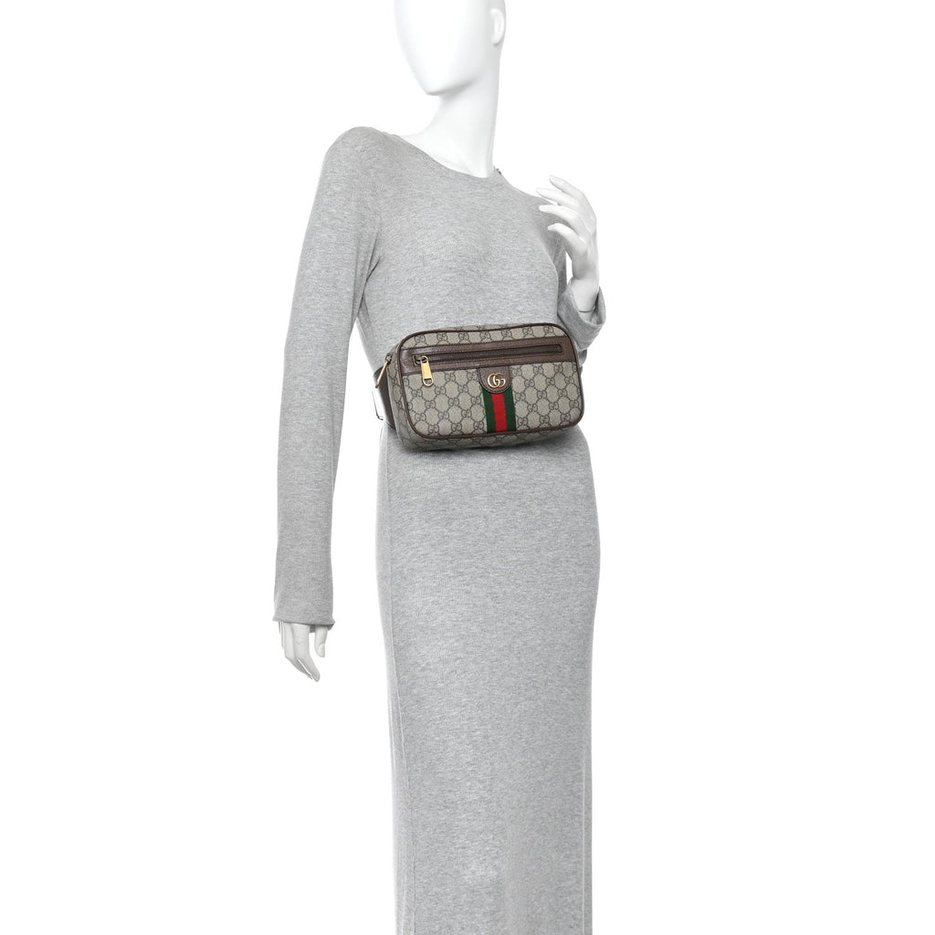 Soft GG Supreme Monogram Medium Ophidia Belt Bag Dark Brown
