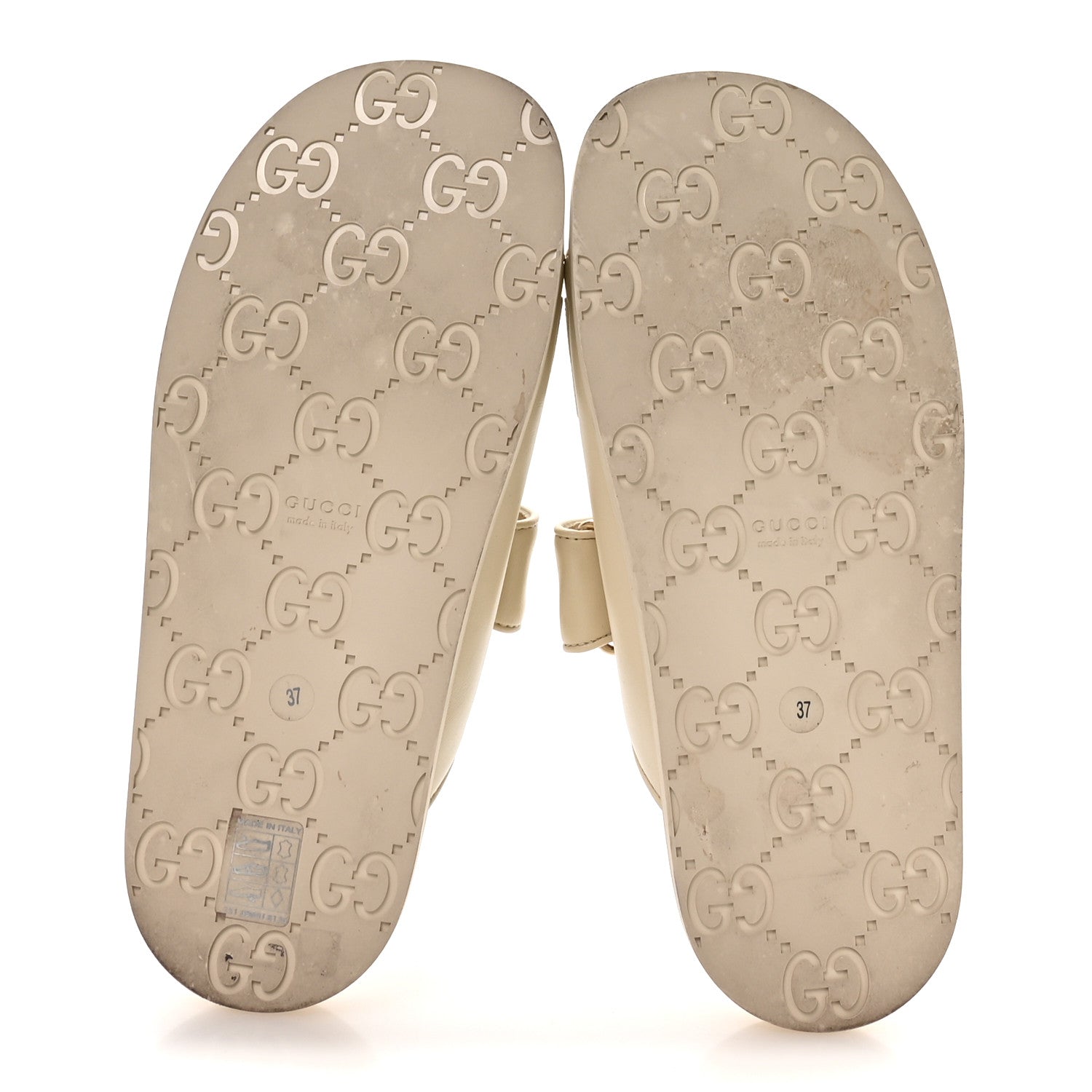 Calfskin Double G Crystal Womens Isla Dad Sandals 37 Ivory