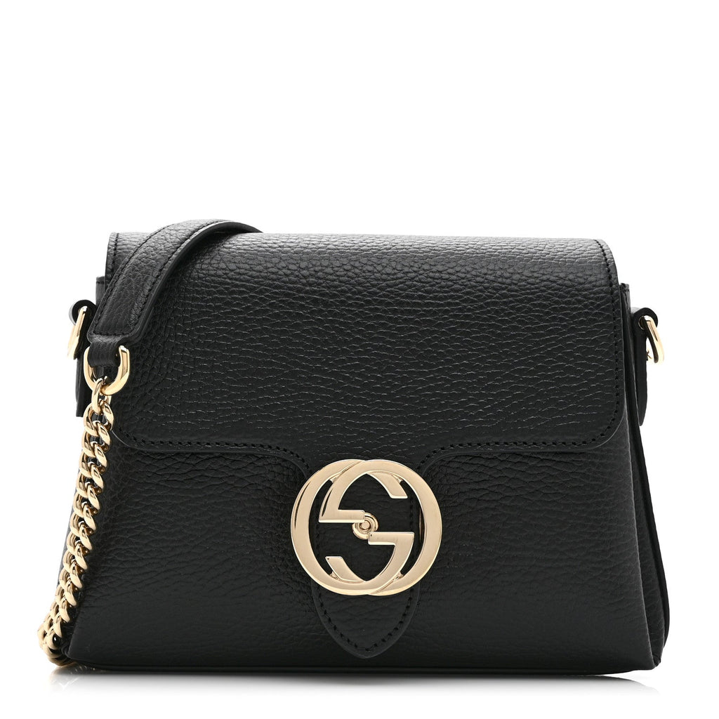 Dollar Calfskin Interlocking G Crossbody Bag Black