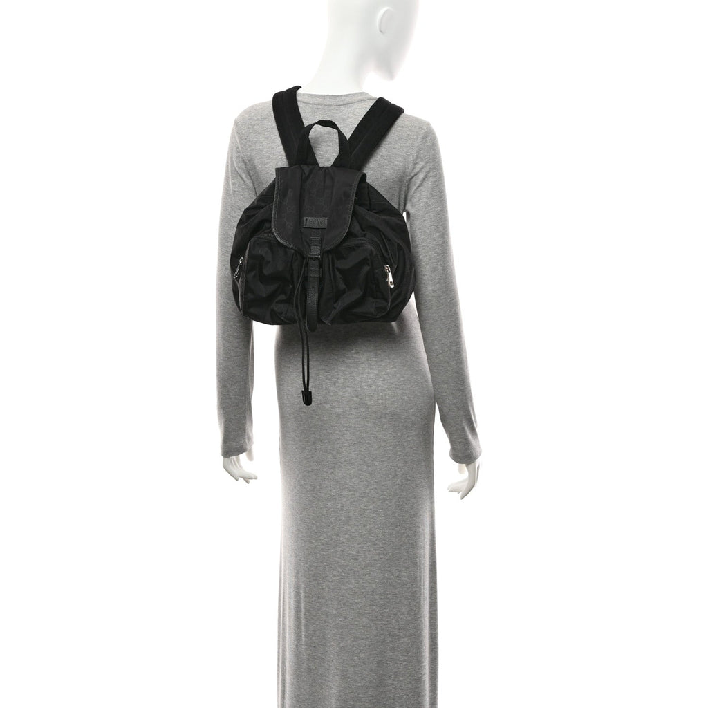 Nylon Monogram Medium Light Single Buckle Backpack Black
