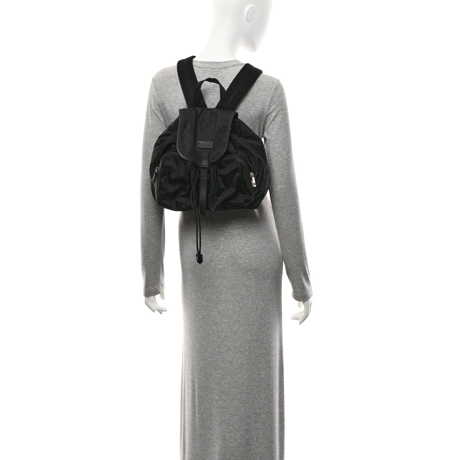 Nylon Monogram Medium Light Single Buckle Backpack Black