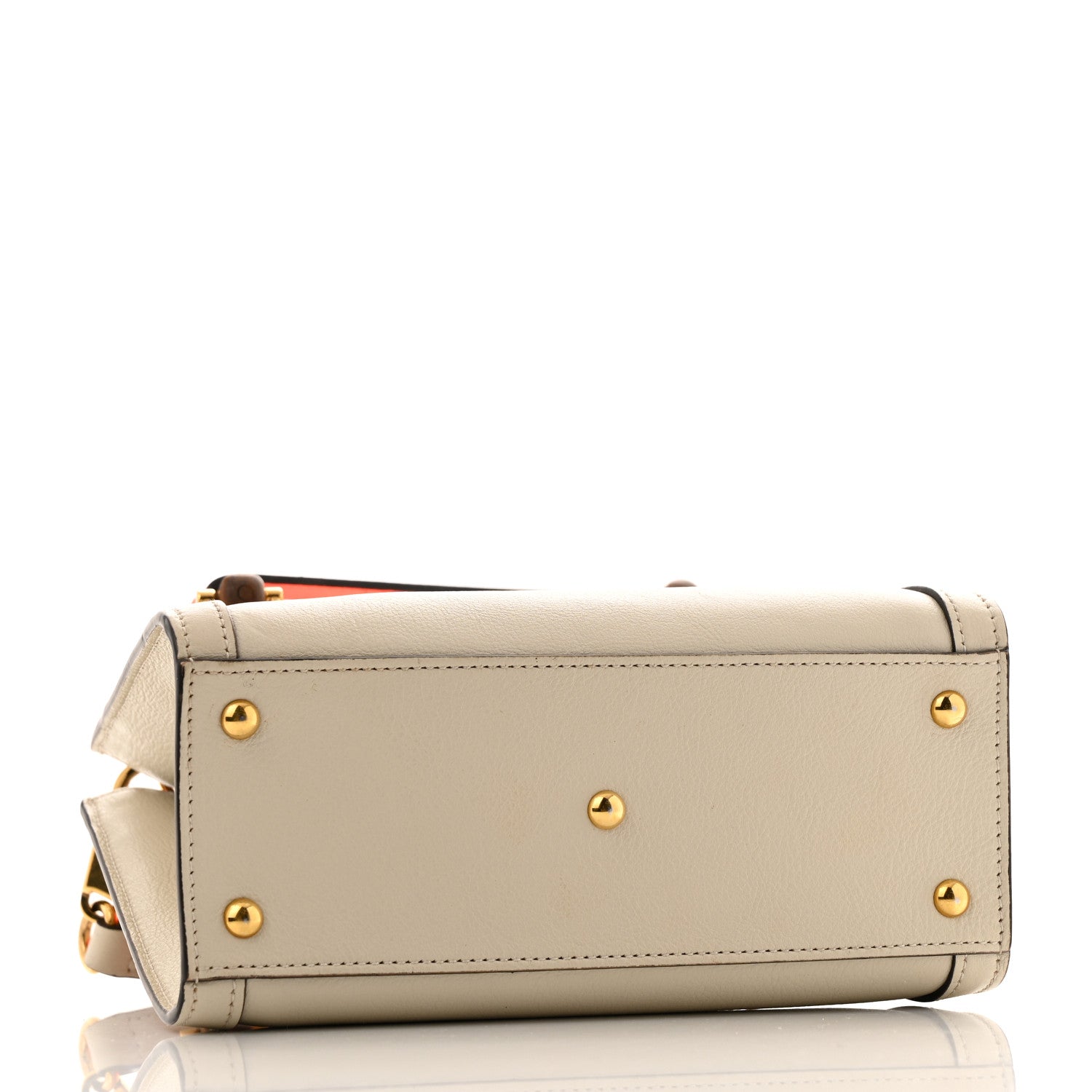 Wonka Grain Calfskin Mini Diana Tote Bag Mystic White Orange Fluo