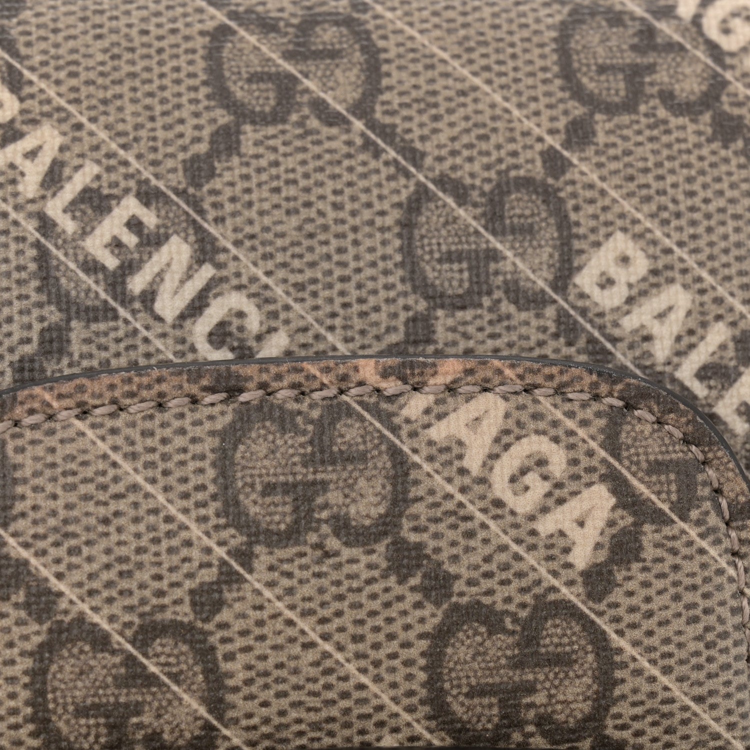 X BALENCIAGA GG Supreme Monogram Web Logo Print Mini Horsebit 1955 Shoulder Bag Beige Ebony