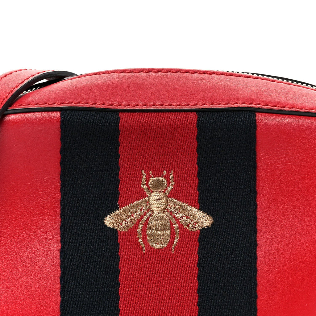 Calfskin Web Small Webby Bee Shoulder Bag Red