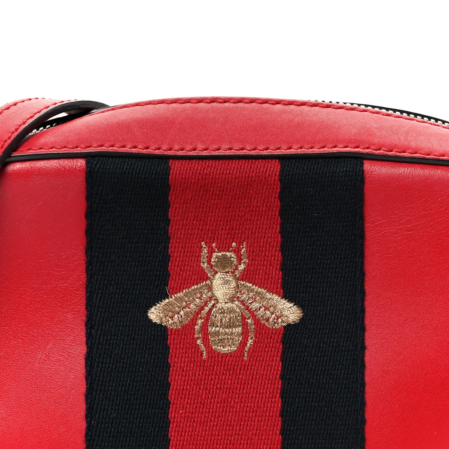 Calfskin Web Small Webby Bee Shoulder Bag Red