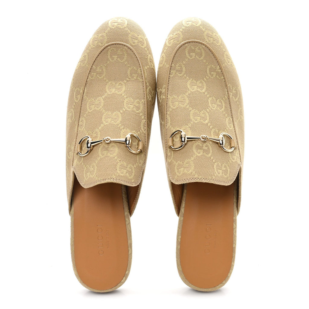 Canvas GG Monogram Womens Princetown Slippers 40 Egypt Salt