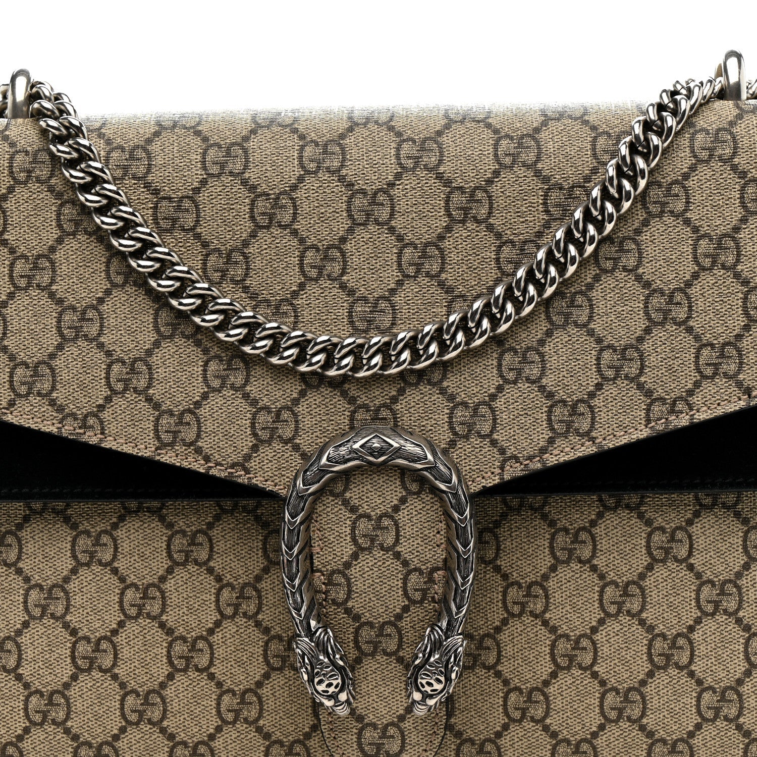 GG Supreme Monogram Medium Dionysus Shoulder Bag Black