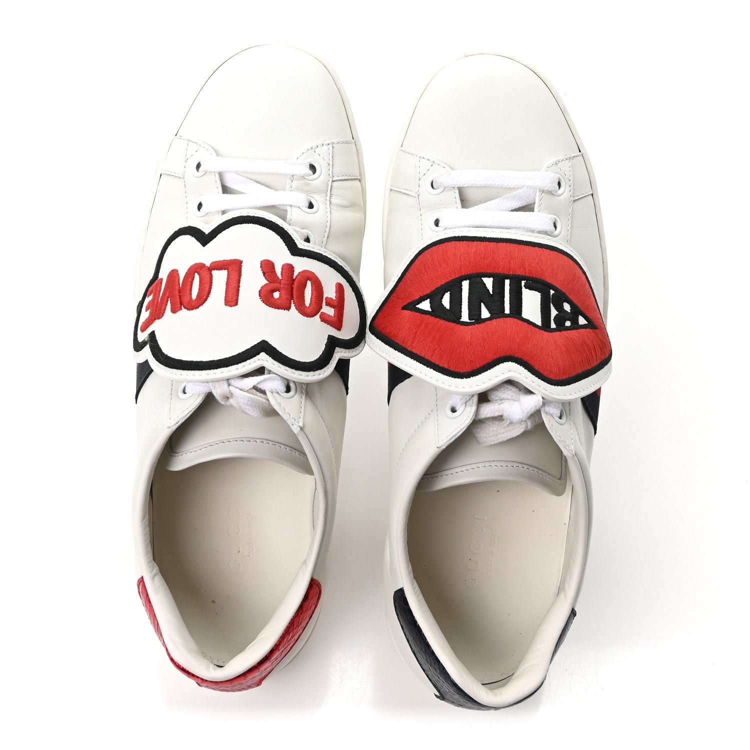 Calfskin Ayers Blind For Love Embroidered Womens Ace Sneakers 39 White