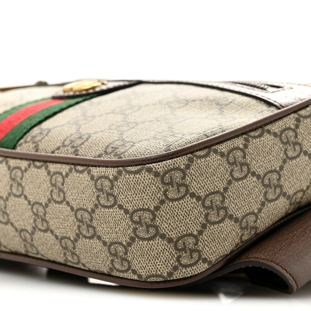 Soft GG Supreme Monogram Medium Ophidia Belt Bag Dark Brown