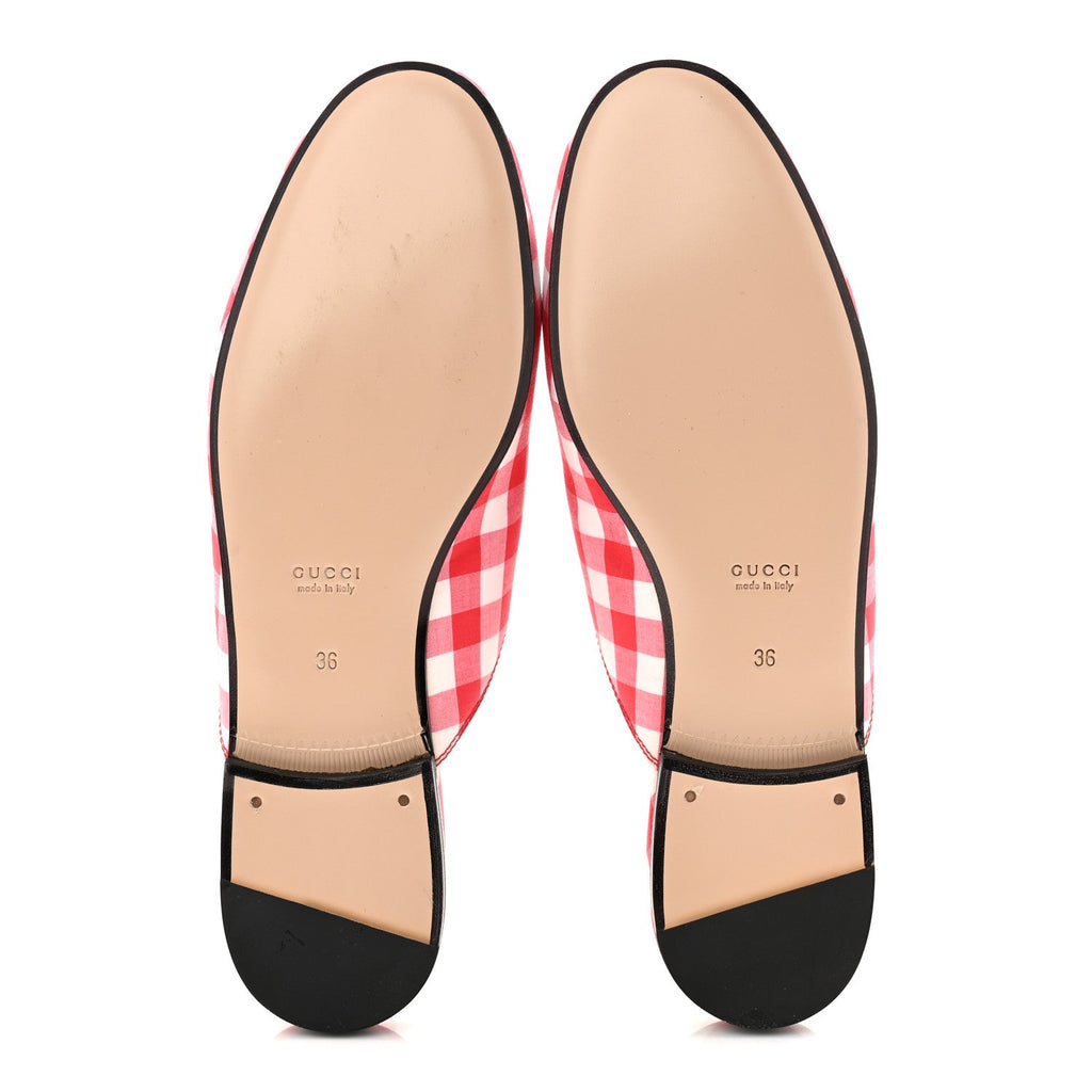 Cotton Gingham Womens Princetown Slippers 36 White Red